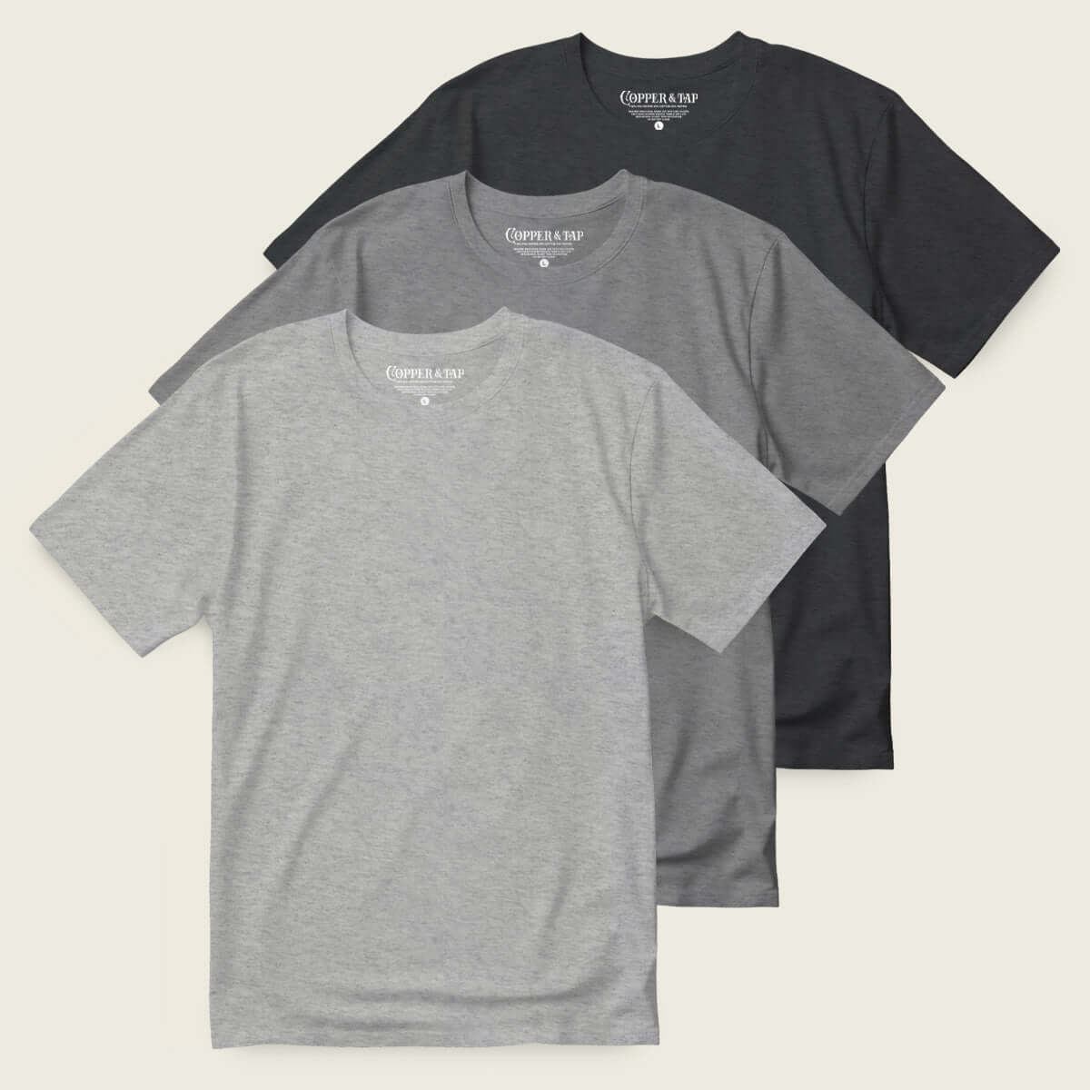 3 pack of premium triblend t-shirts, light grey, dark grey and black