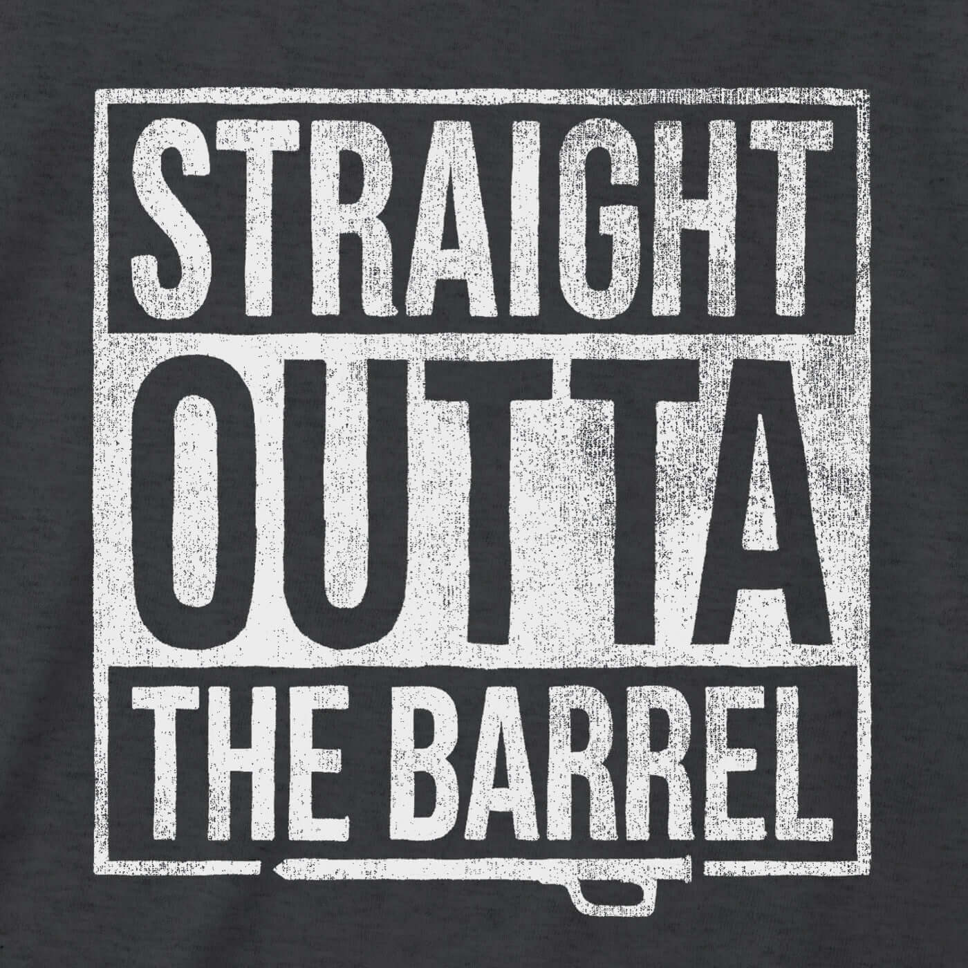 Straight Outta The Barrel bourbon shirt with distressed print design on a tri-blend fabric, perfect for whiskey lovers.