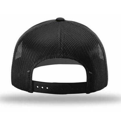Back view of the Bourbon Helps Hat – Black/Black showing mesh design and adjustable strap.