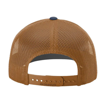 bourbon helps hat richardson 112 trucker Navy/Caramel snapback - back of hat