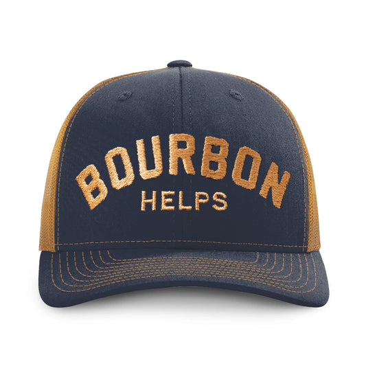 bourbon helps richardson 112 hat with caramel colored embroidery