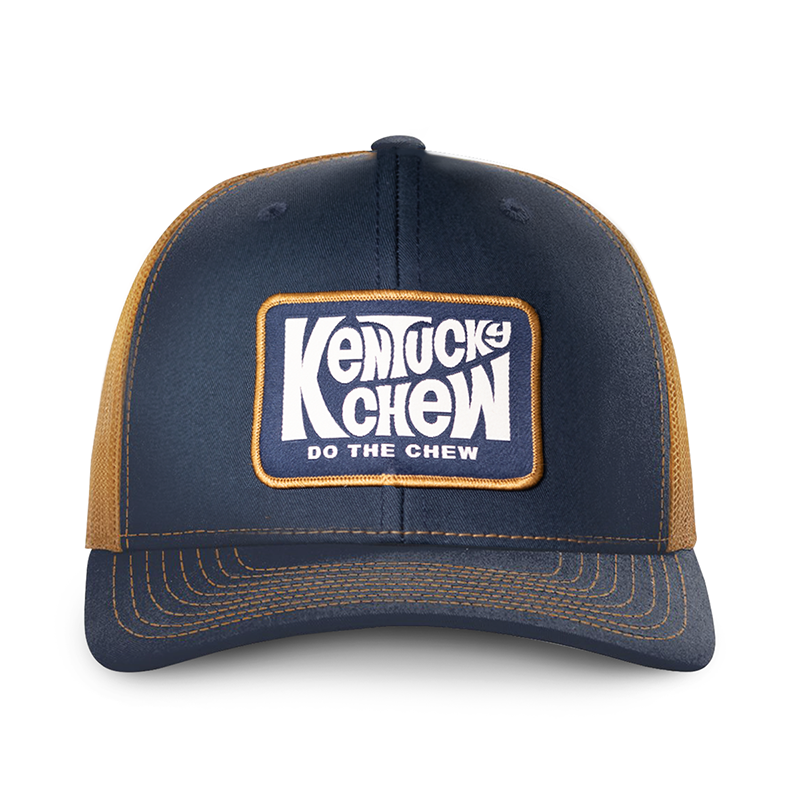 Kentucky Chew Bourbon Hat - Navy and Caramel Trucker Cap for Bourbon Lovers