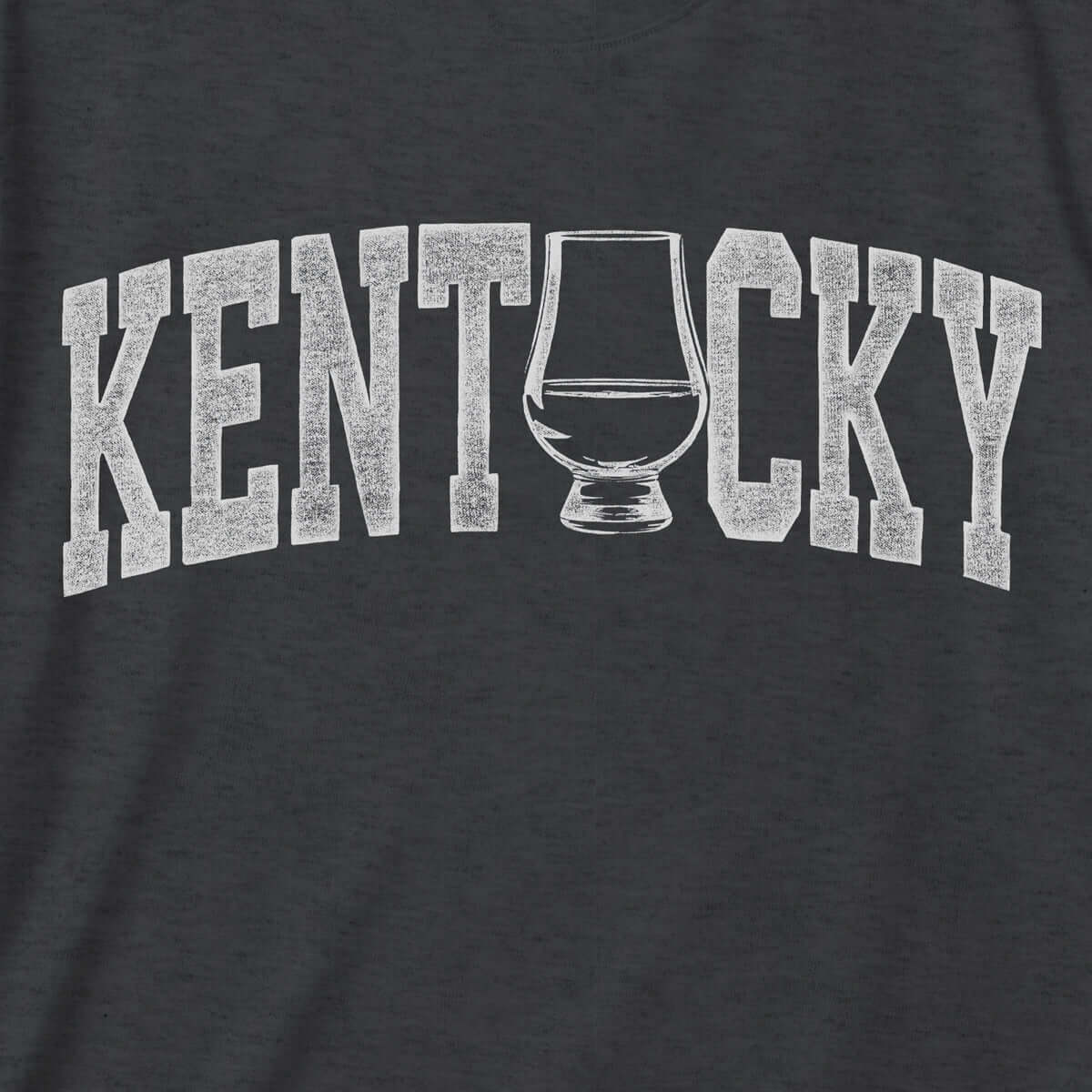 black Kentucky Bourbon T-Shirt with a whiskey glass closeup image