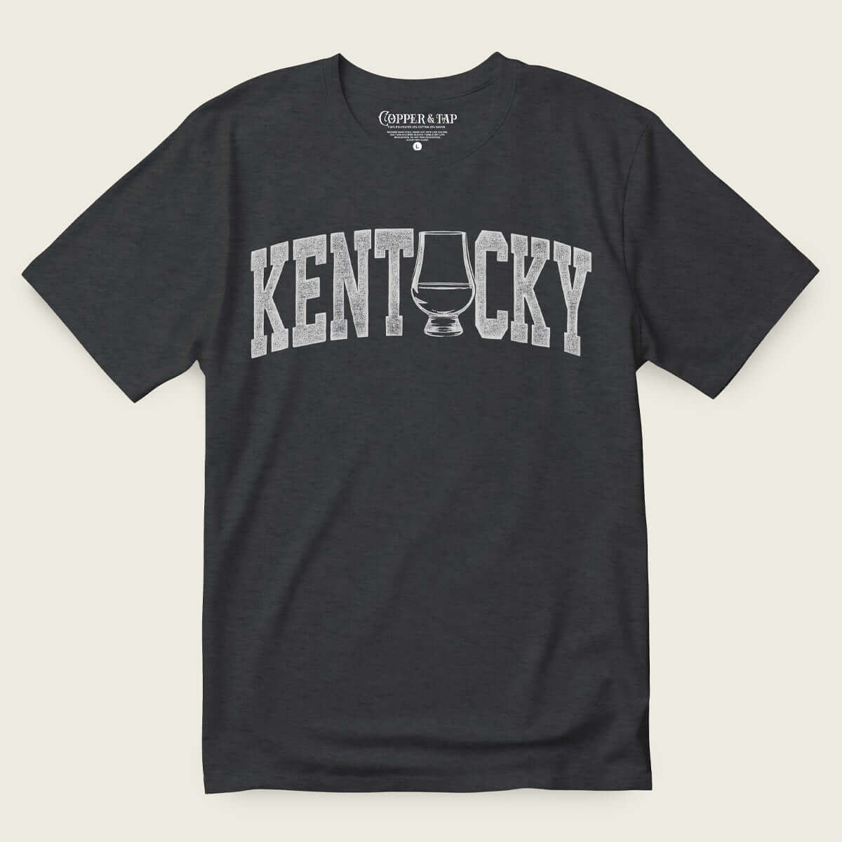 black Kentucky Bourbon T-Shirt with a whiskey glass