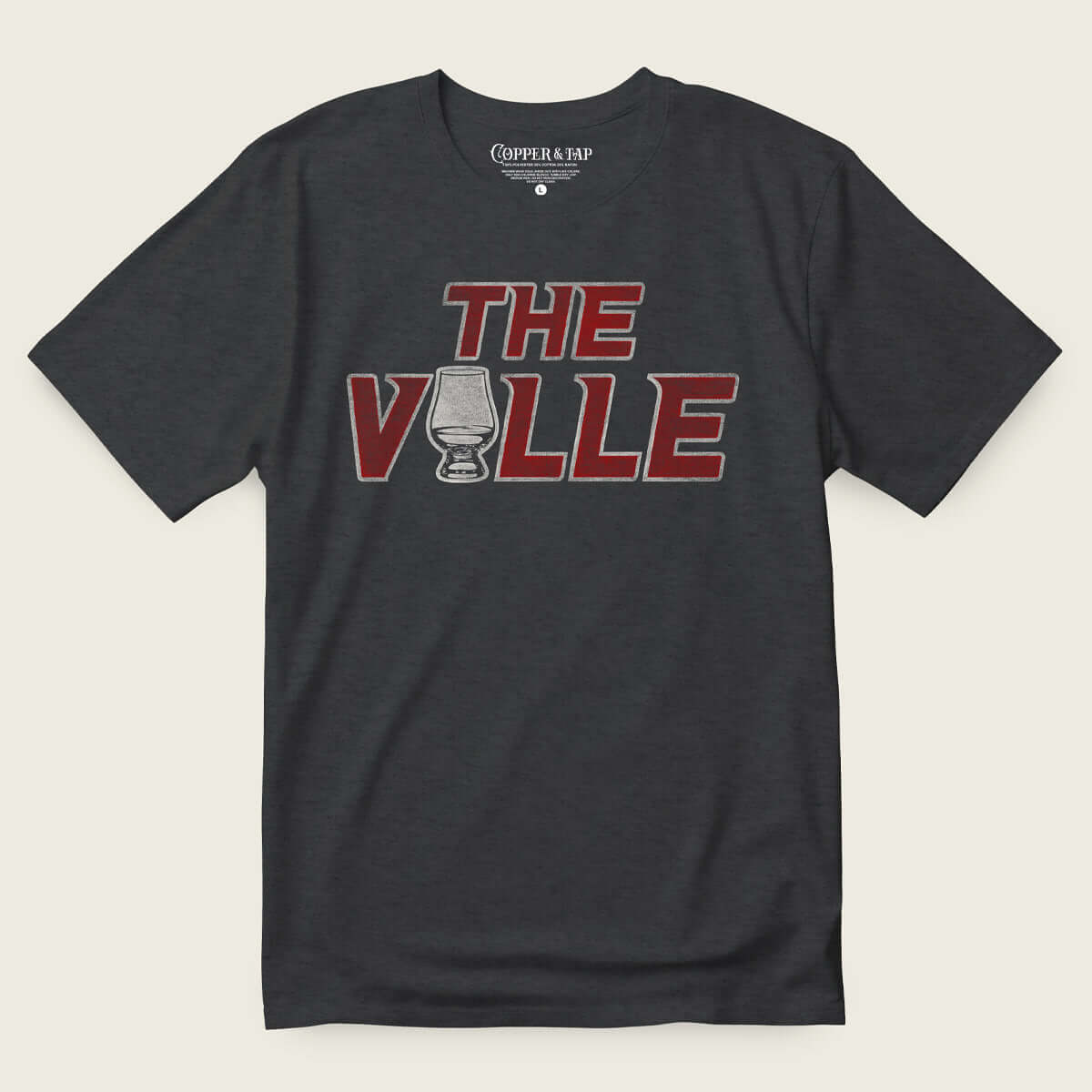 the ville bourbon t-shirt with whiskey glass-black