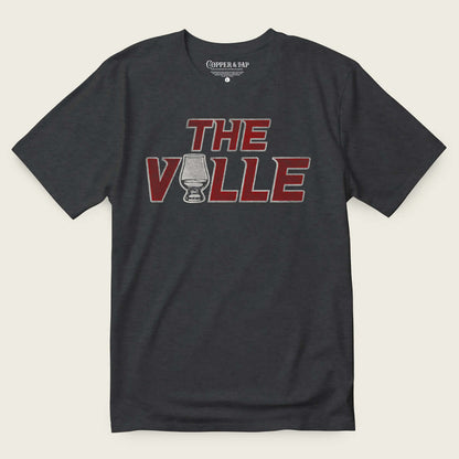 the ville bourbon t-shirt with whiskey glass-black