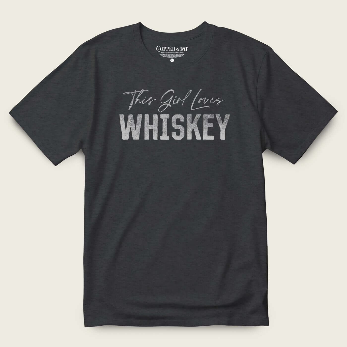black tri-blend this girl loves whiskey shirt