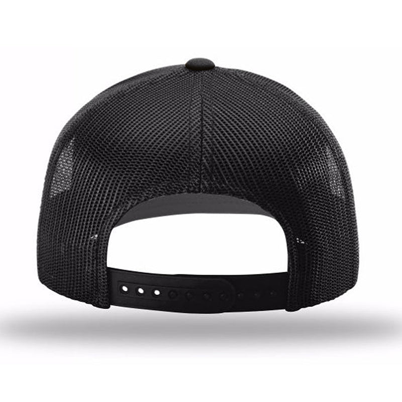 Back view of the NEAT Whiskey Hat - Black showcasing the black mesh design and adjustable snapback.